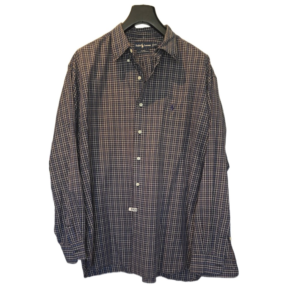Ralph Lauren McMeel Mens XXL Navy Blue Check Long Sleeve Button Down Shirt